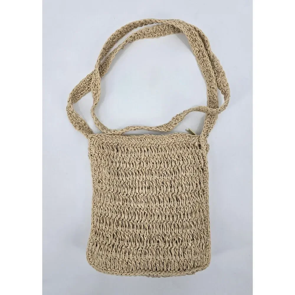 St. John’s Bay 90s Woven Straw Crossbody Bag Beaded Accents Indie‎ Boho Festival